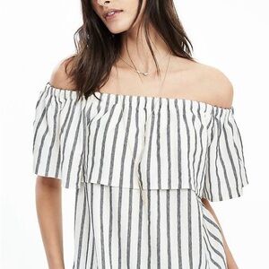 Banana Republic Off-Shoulder Striped Blouse Flowy Boho Top